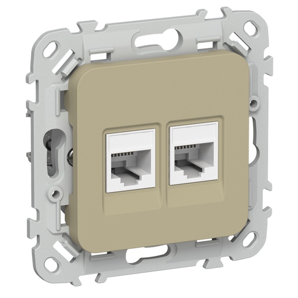 Розетка компьютерная 2-ая ИЭК FLITE РК6-2-0-ФлХ RJ45 кат.6 UTP хаки