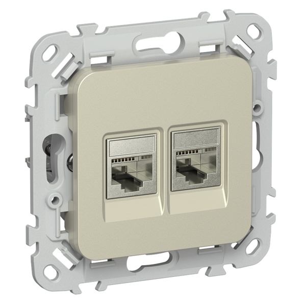 Розетка компьютерная 2-ая ИЭК FLITE РК5е-2-1-ФлШ RJ45 кат.5E STP шампань