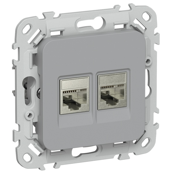 Розетка компьютерная 2-ая ИЭК FLITE РК6-2-1-ФлС RJ45 кат.6 STP серый