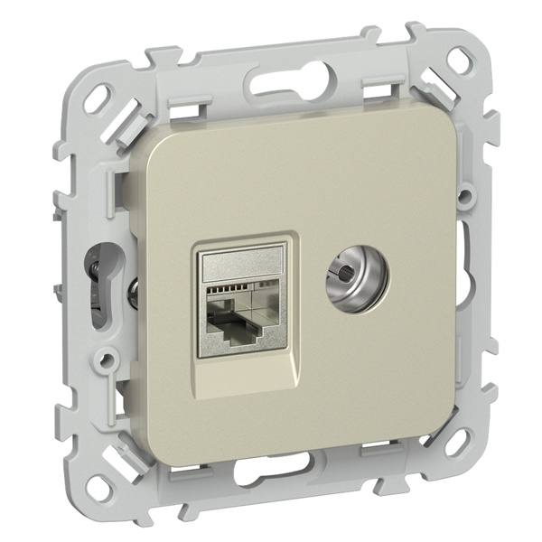 Розетка двойная TV+RJ45 кат.5E STP ИЭК FLITE РКТВ5е-2-1-ФлШ шампань