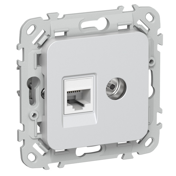 Розетка двойная TV+RJ45 кат.5E UTP ИЭК FLITE РКТВ5е-2-0-ФлЖ жемчуг