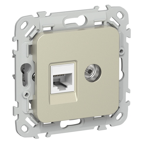 Розетка двойная TV+RJ45 кат.5E UTP ИЭК FLITE РКТВ5е-2-0-ФлШ шампань