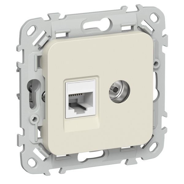 Розетка двойная TV+RJ45 кат.5E UTP ИЭК FLITE РКТВ5е-2-0-ФлСл сливочный