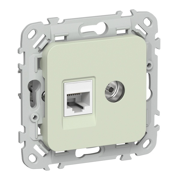 Розетка двойная TV+RJ45 кат.5E UTP ИЭК FLITE РКТВ5е-2-0-ФлП панг