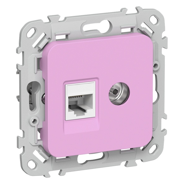 Розетка двойная TV+RJ45 кат.5E UTP ИЭК FLITE РКТВ5е-2-0-ФлПр пурпурный