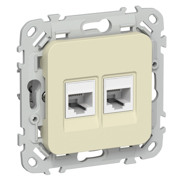 Розетка двойная RJ45/11 кат.5E/3 UTP ИЭК FLITE РКТ5е/3-2-0-ФлН навахо