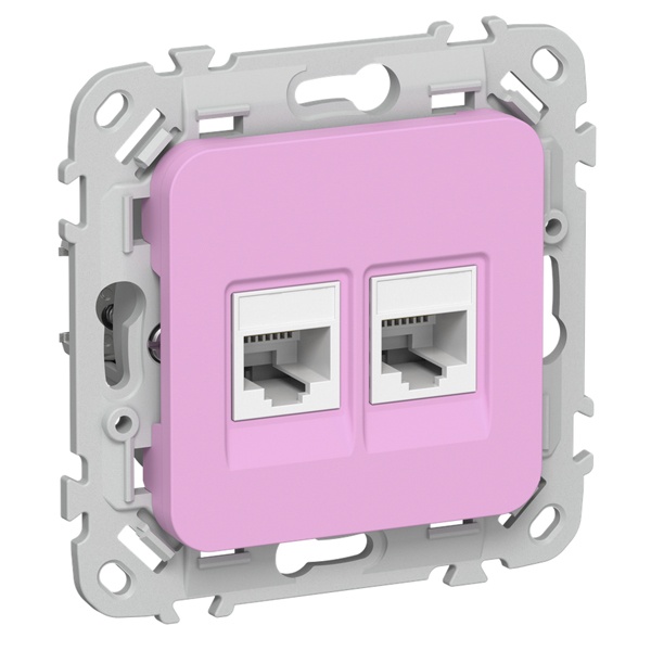 Розетка двойная RJ45/11 кат.5E/3 UTP ИЭК FLITE РКТ5е/3-2-0-ФлПр пурпурный