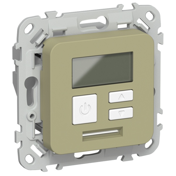 Термостат электронный с дисплеем ИЭК FLITE Т-ФлО 16А с датчиком 3м в комплекте оливковый