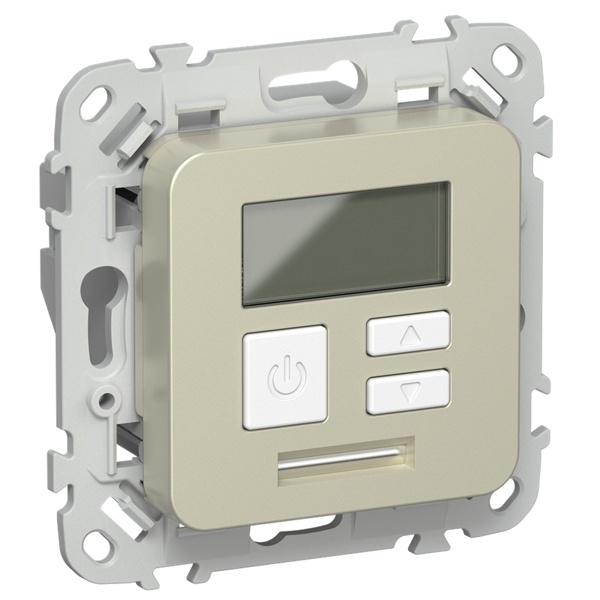 Термостат электронный с дисплеем ИЭК FLITE Т-ФлШ 16А с датчиком 3м в комплекте шампань