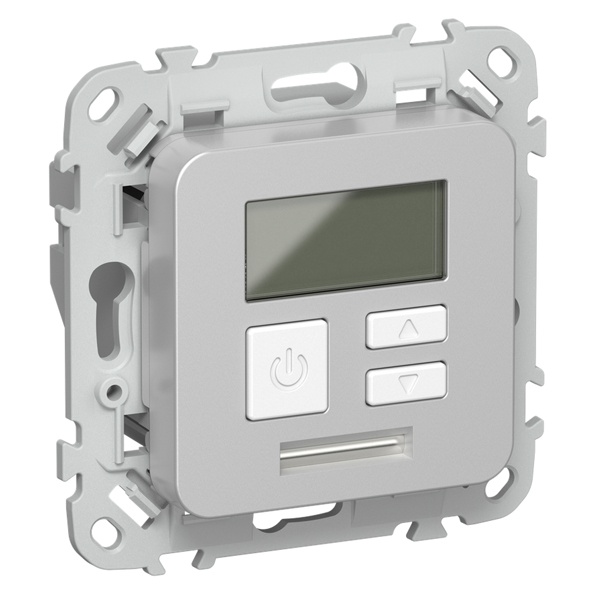 Термостат электронный с дисплеем ИЭК FLITE Т-ФлА 16А с датчиком 3м в комплекте алюминий