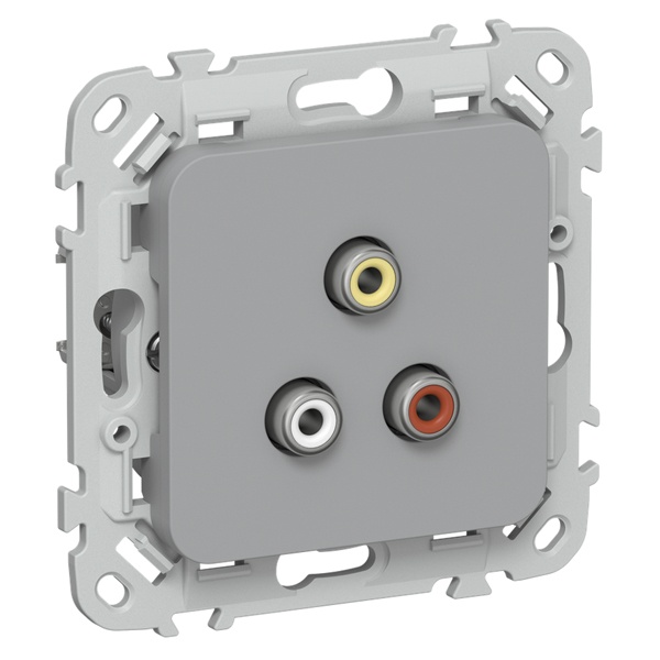 Розетка 3-ая RCA ИЭК FLITE РАрса-ФлС серый