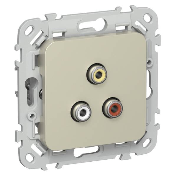 Розетка 3-ая RCA ИЭК FLITE РАрса-ФлШ шампань