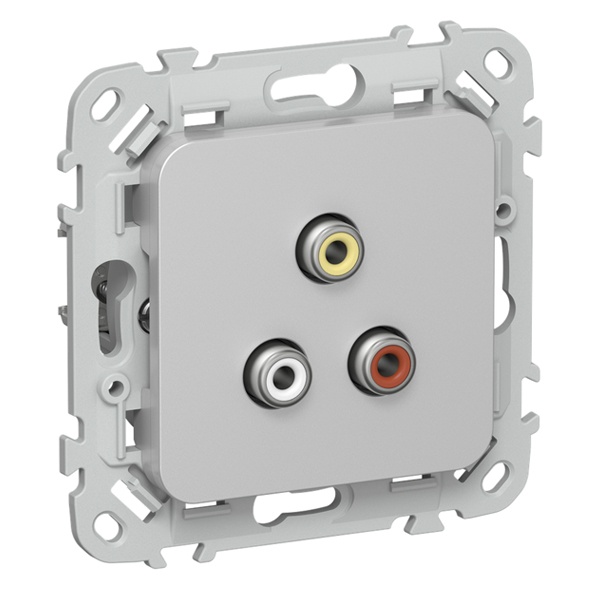 Розетка 3-ая RCA ИЭК FLITE РАрса-ФлА алюминий