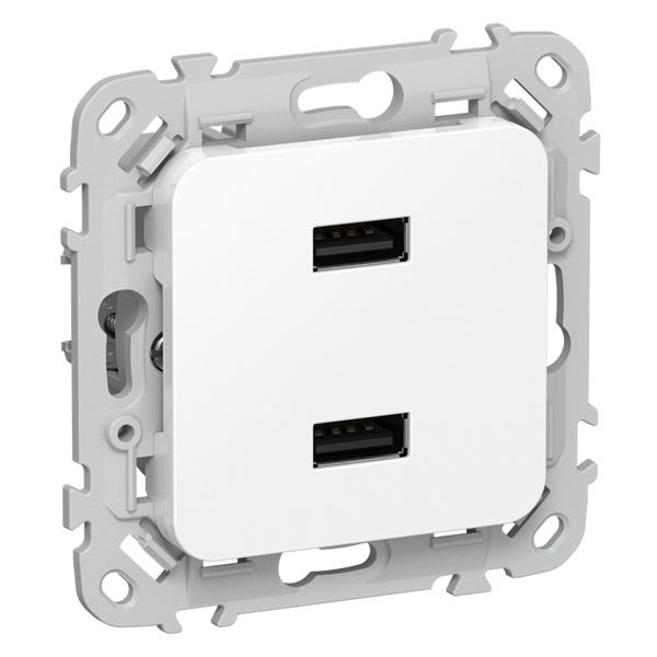 Розетка для зарядки ИЭК FLITE РЮ-2-ФлБ USB A+A 2,1А белый