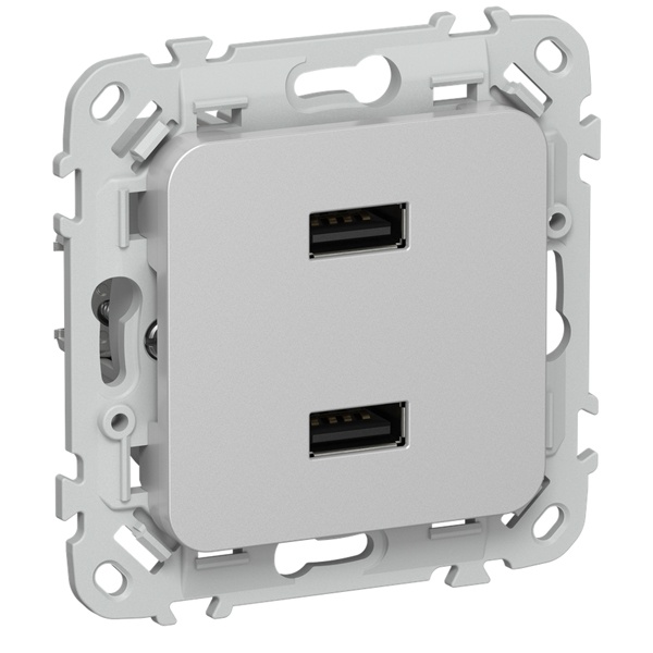 Розетка для зарядки ИЭК FLITE РЮ-2-ФлА USB A+A 2,1А алюминий