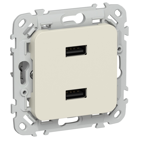 Розетка для зарядки ИЭК FLITE РЮ-2-ФлСл USB A+A 2,1А сливочный