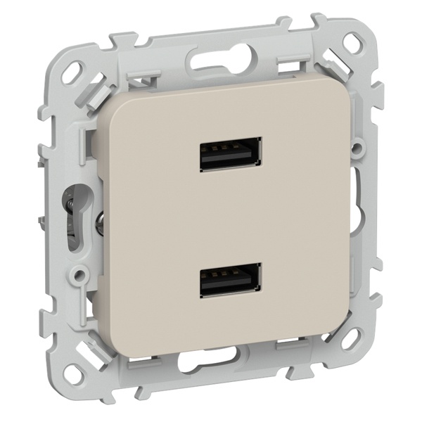 Розетка для зарядки ИЭК FLITE РЮ-2-ФлЛ USB A+A 2,1А льняной