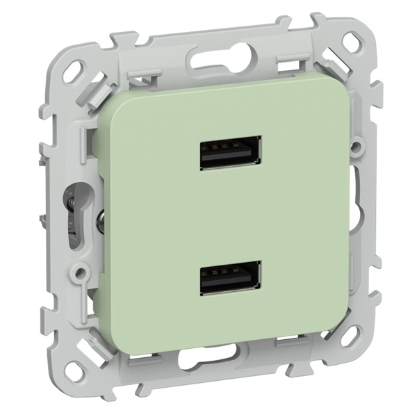 Розетка для зарядки ИЭК FLITE РЮ-2-ФлФ USB A+A 2,1А фисташковый