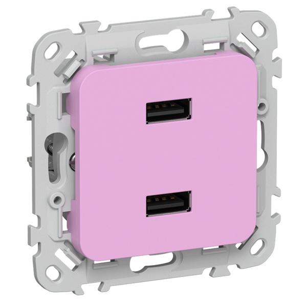 Розетка для зарядки ИЭК FLITE РЮ-2-ФлПр USB A+A 2,1А пурпурный