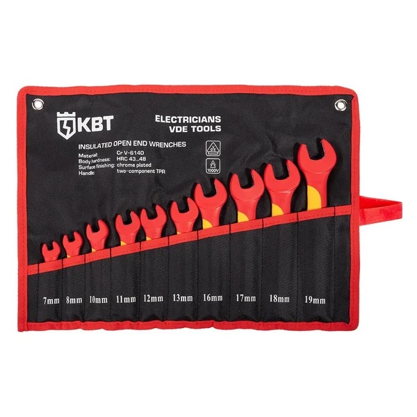 Набор диэлектрических однорожковых ключей КВТ НИК-Р-10 Профи для работ под напряжением до 1000 В