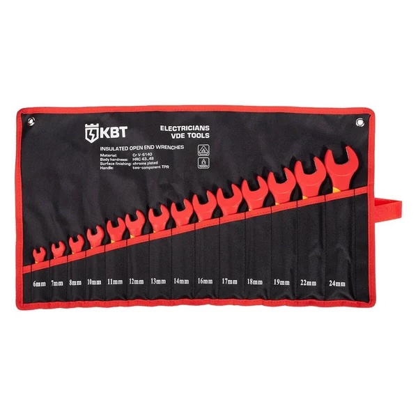 Набор диэлектрических однорожковых ключей КВТ НИК-Р-14 Профи для работ под напряжением до 1000 В