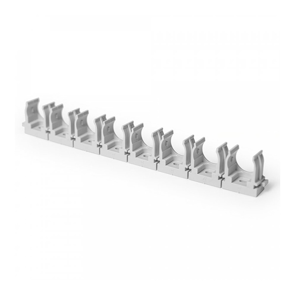 Крепеж-клипса Промрукав для труб для прямого монтажа на 8 мест серая в п/э d20 мм [упак.20шт]