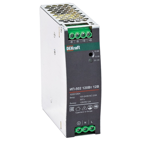 Импульсный источник питания DEKraft ИП-502 75Вт 12В 6,2А вход 85-264В AC