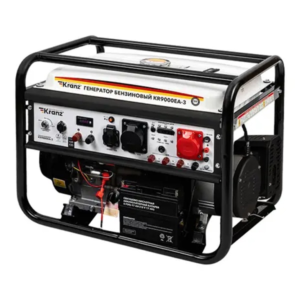 Генератор бензиновый Kranz KR9000EA-3 9кВт 230В/380В 25л IP23 коннектор автоматики, электростартер