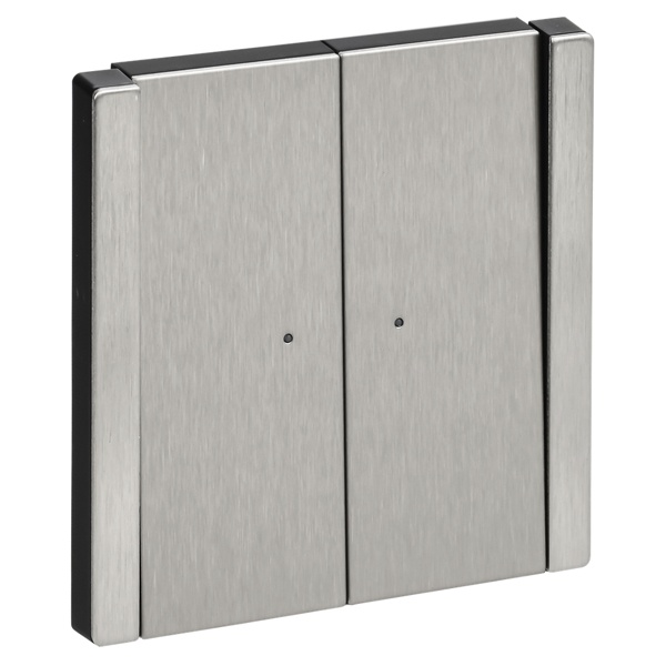 Выключатель двухклавишный с индикацией ИЭК FORTE&PIANO FP706M 10А металл никель