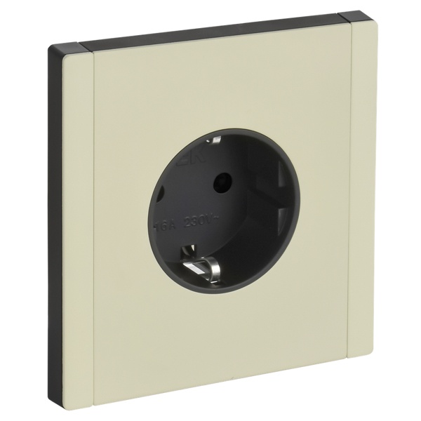 Розетка с заземлением ИЭК FORTE&PIANO 16А FP813M шторки автозажим металл слоновая кость (бежевый)