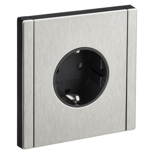Розетка с заземлением ИЭК FORTE&PIANO 16А FP713M шторки автозажим металл никель