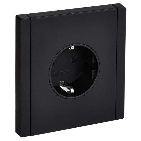 Розетка с заземлением ИЭК FORTE&PIANO 16А FP115M шторки металл черный