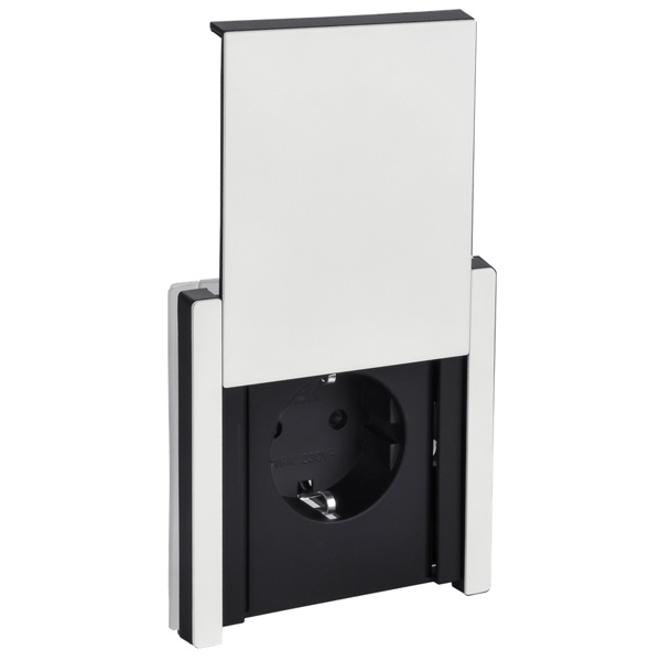 Розетка с заземлением ИЭК FORTE&PIANO FP221M 16А шторки крышка винтовой зажим IP44 металл белый