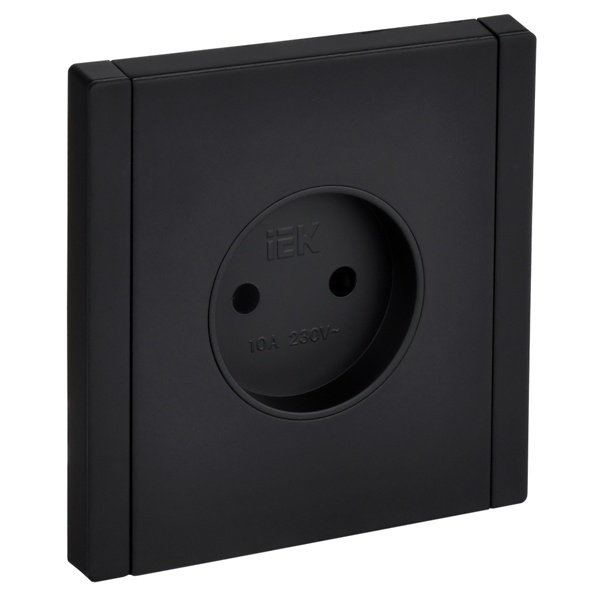Розетка без заземления ИЭК FORTE&PIANO FP117M 10А шторки металл черный