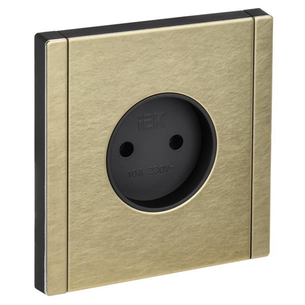 Розетка без заземления ИЭК FORTE&PIANO FP617M 10А шторки металл шампань