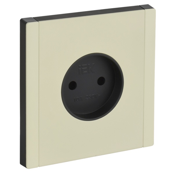 Розетка без заземления ИЭК FORTE&PIANO FP817M 10А шторки металл слоновая кость (бежевый)