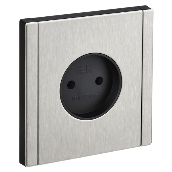 Розетка без заземления ИЭК FORTE&PIANO FP717M 10А шторки металл никель