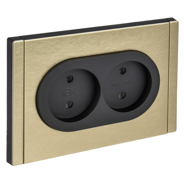 Розетка 2-я без заземления в сборе ИЭК FORTE&PIANO FP626M 10А автозажим металл шампань