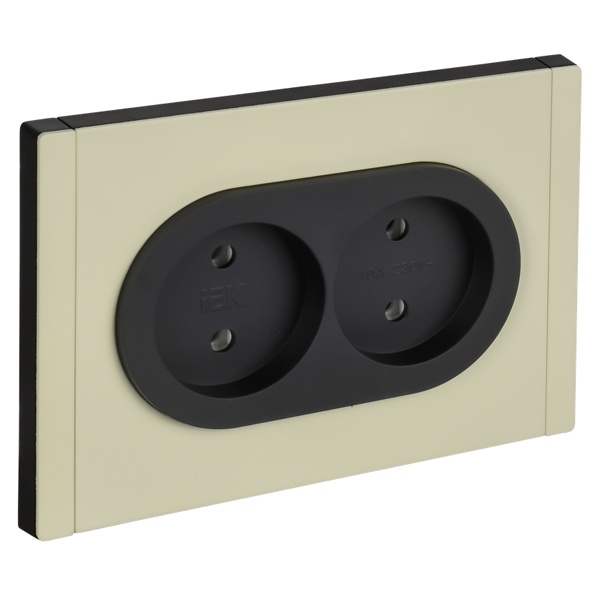 Розетка 2-я без заземления в сборе ИЭК FORTE&PIANO FP826M 10А автозажим металл слоновая кость (бежевый)