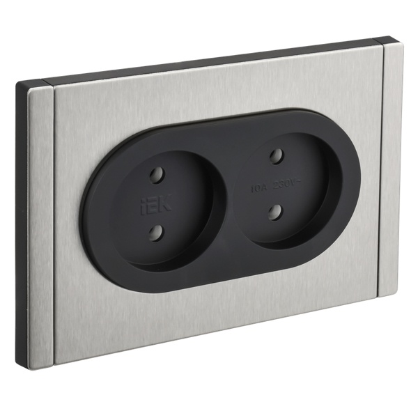 Розетка 2-я без заземления в сборе ИЭК FORTE&PIANO FP726M 10А автозажим металл никель