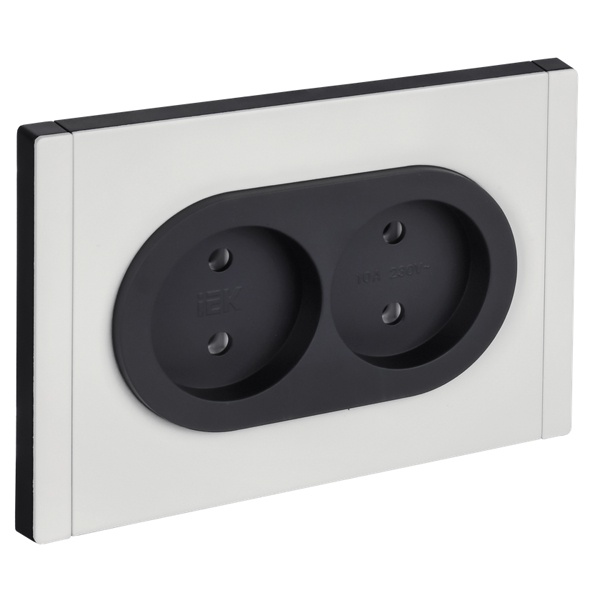 Розетка 2-я без заземления в сборе ИЭК FORTE&PIANO FP225M 10А шторки автозажим металл белый