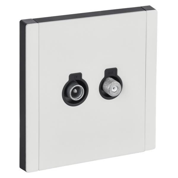 Розетка двойная TV+SAT ИЭК FORTE&PIANO FP238M металл белый