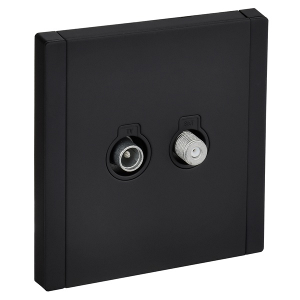 Розетка двойная TV+SAT ИЭК FORTE&PIANO FP138M металл черный