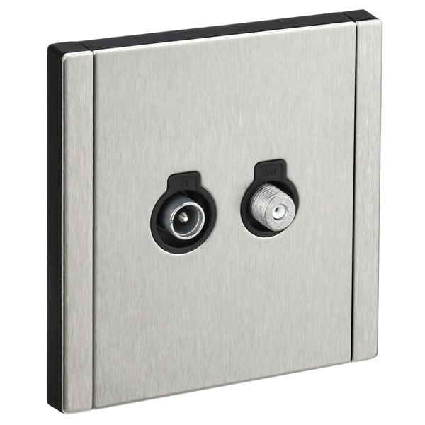 Розетка двойная TV+SAT ИЭК FORTE&PIANO FP738M металл никель