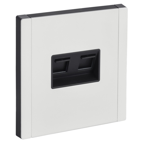 Розетка двойная RJ11+RJ45 кат.5E ИЭК FORTE&PIANO FP235M металл белый