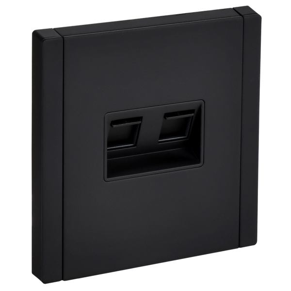 Розетка двойная RJ11+RJ45 кат.5E ИЭК FORTE&PIANO FP135M металл черный