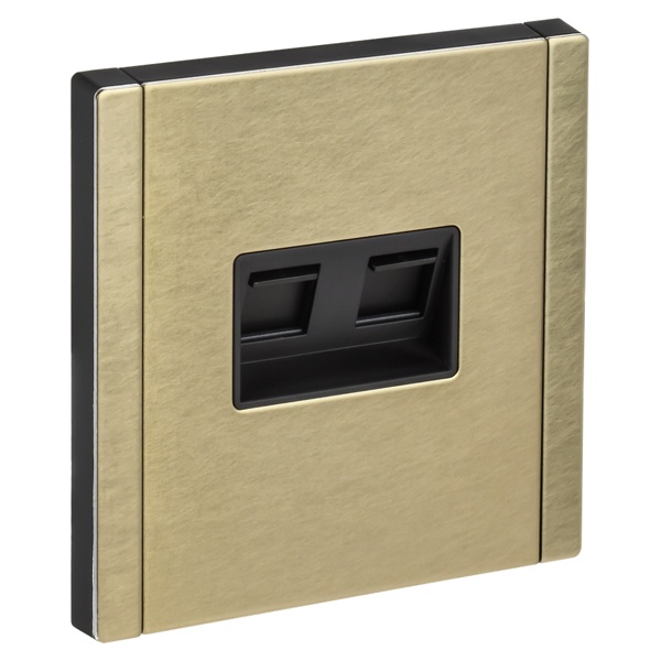 Розетка двойная RJ11+RJ45 кат.5E ИЭК FORTE&PIANO FP635M металл шампань