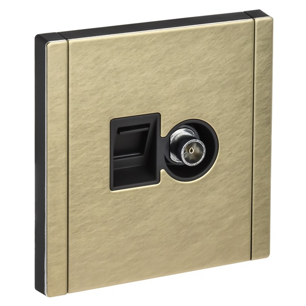 Розетка двойная TV+RJ45 кат.6 ИЭК FORTE&PIANO FP637M металл шампань