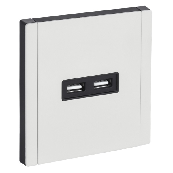 Розетка для зарядки ИЭК FORTE&PIANO FP249M USB A+A 3,1А металл белый