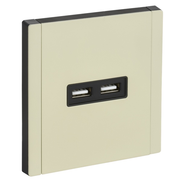 Розетка для зарядки ИЭК FORTE&PIANO FP849M USB A+A 3,1А металл слоновая кость (бежевый)